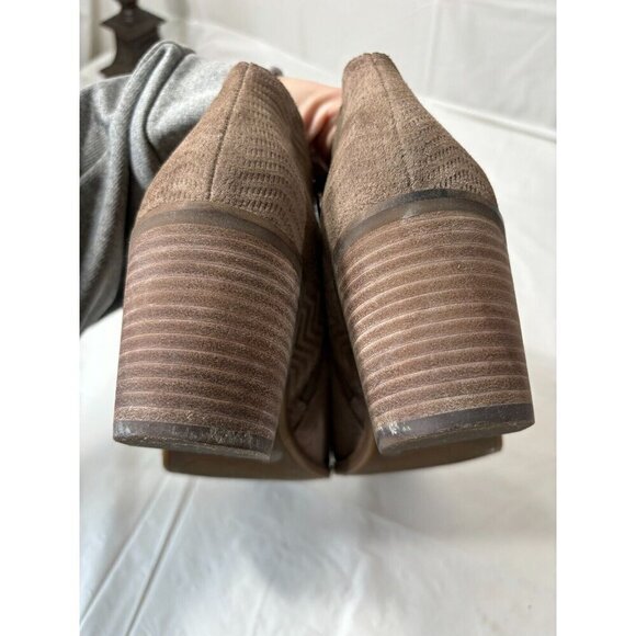 Lucky Brand Pickla Ankle Boots Booties Chevron Suede Beige Size 9M - Picture 10 of 12